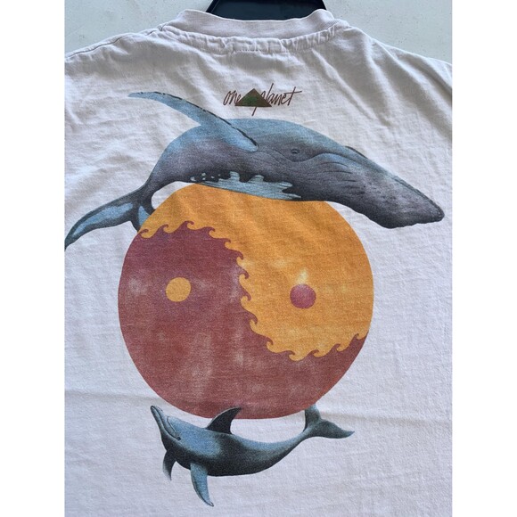 Vintage 90s One Planet whale Dolphin and Manatee Yin Yang Double sided Tshirt XL - Picture 4 of 8